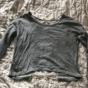Grey Lace Back Sweater